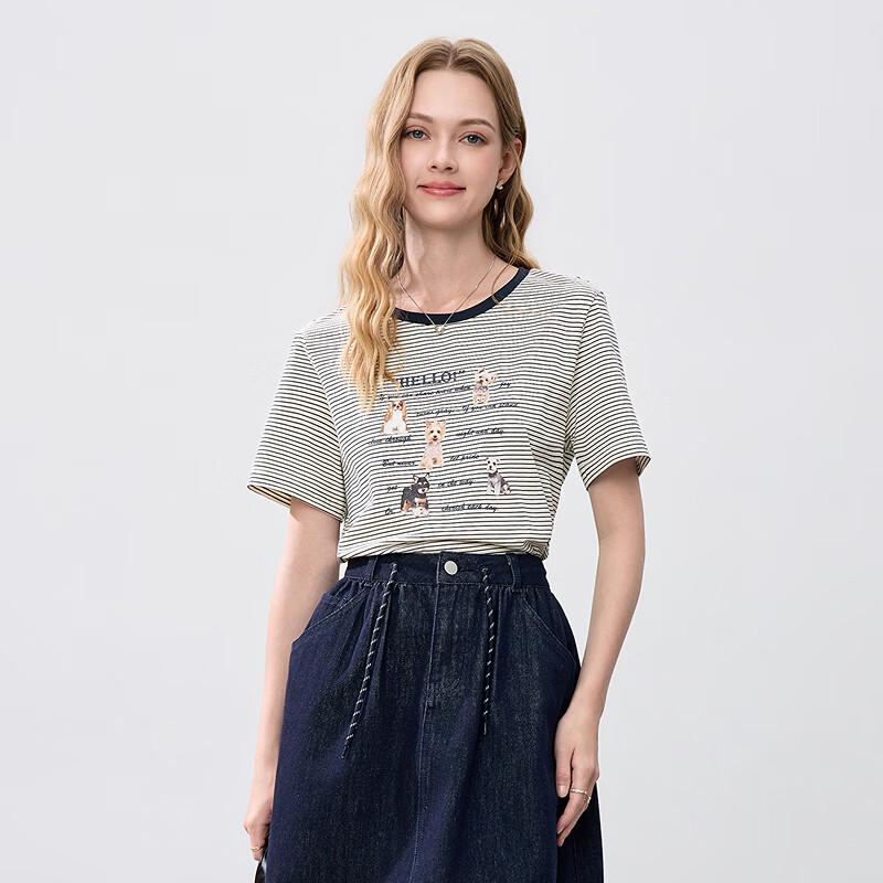 Betu Women's Graphic Striped Color-Block T-shirt