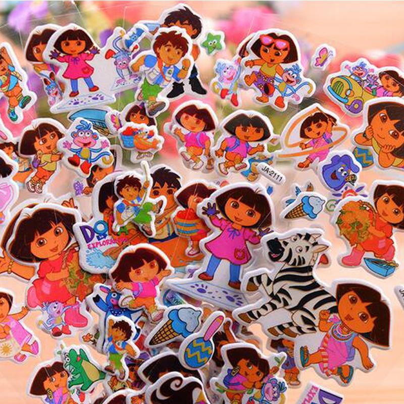 10PCS Cartoon Princess Dora Bubble Stickers Puffy Wall Stickers For Children Gift Puffy Reward Room Decoration Toys Scrapbook
