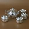 Premium Sterling Silver Tea Set - 6-Piece Handmade Teapot & Kung Fu Teacups Business Gift