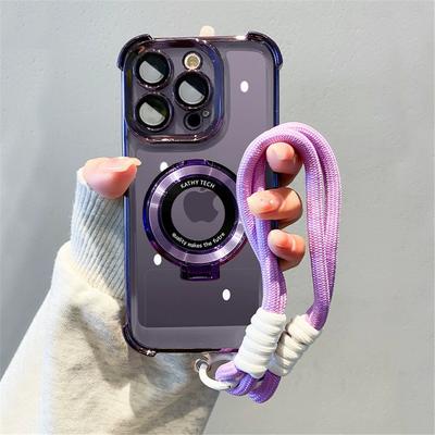 For Honor 400Lite Case Plating With Lanyard Shockproof Magnetic Bracket Phone Case For Honor 400 Pro 300 200Lite 90 X8 X8C