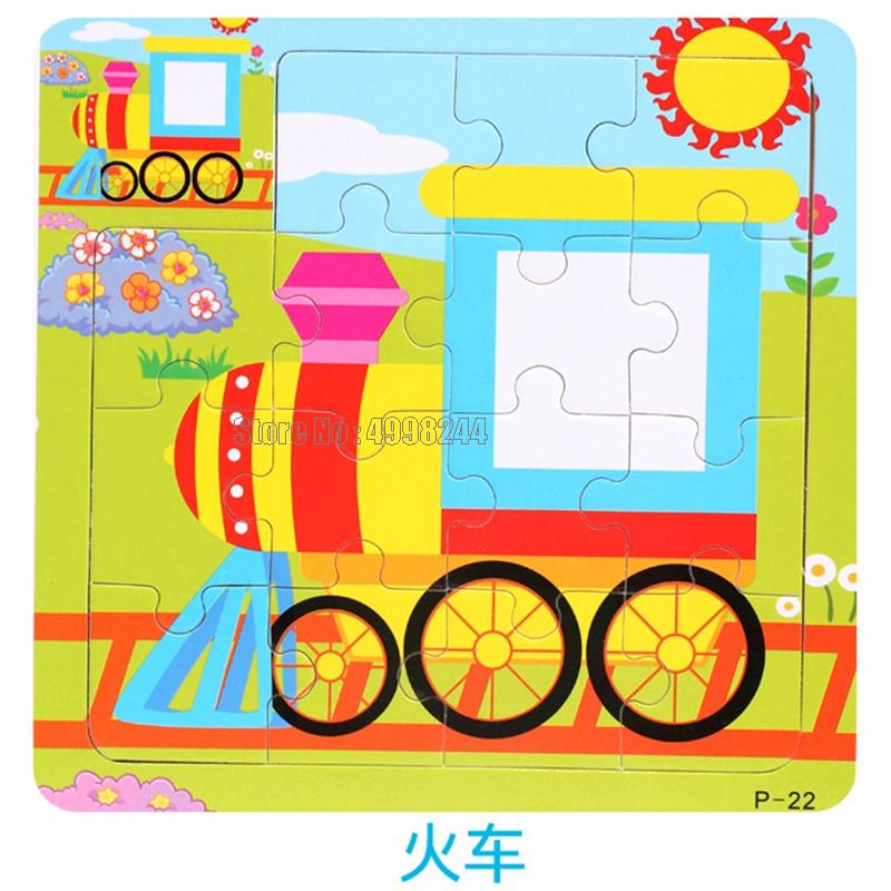 17pcs Wooden 3d Puzzle Jigsaw Cartoon Animal/traffic Puzzles Educational Toy Kids Wood Puzzle Small Size 11*11cm