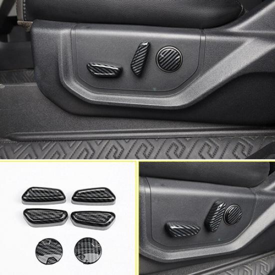 For Ford Raptor F-150 2021-2024 Carbon Fiber Seat Control Button Cover Trim 6PCS