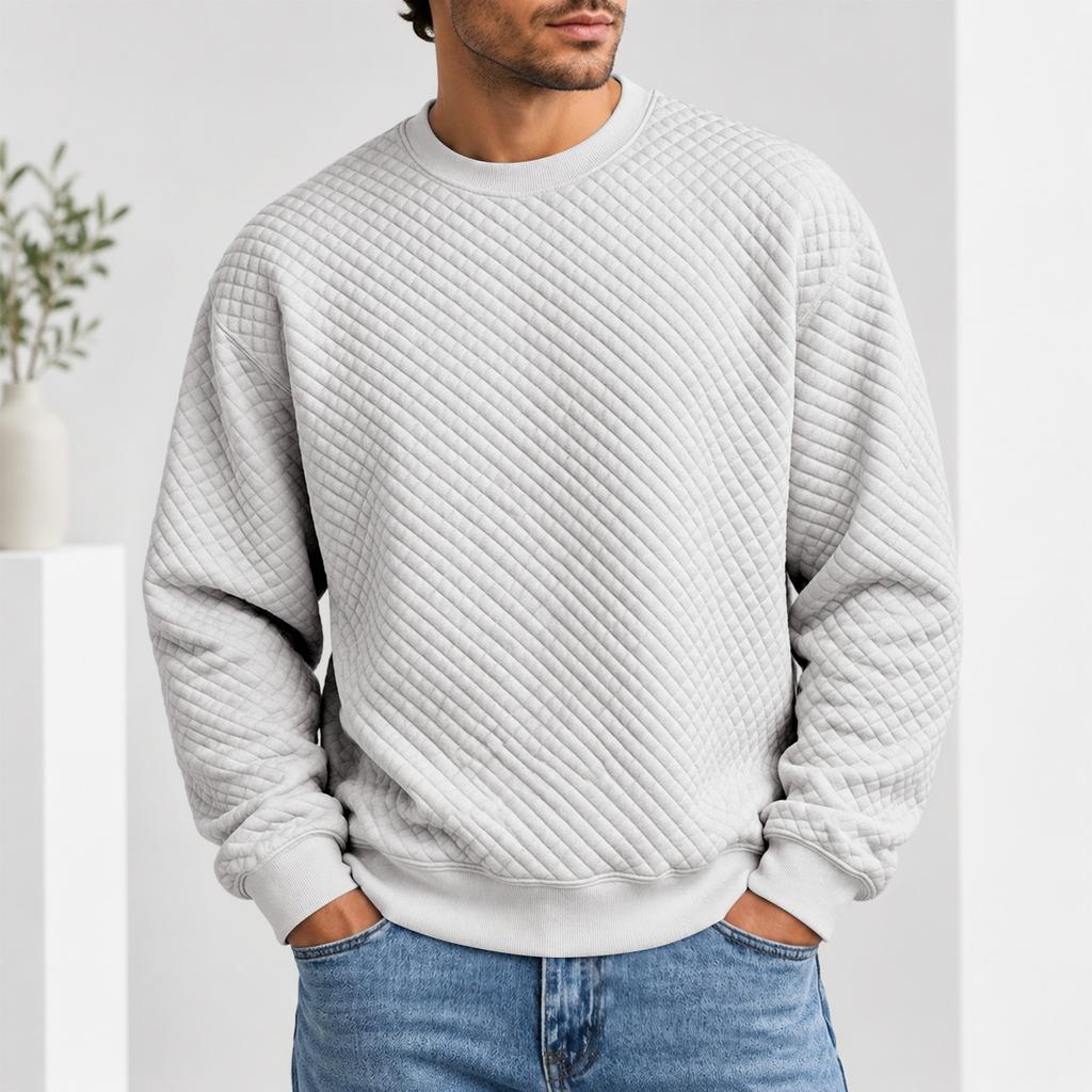Herren Rundhals Pullover Sweatshirt Lässiges Langarm Oberteil für Herbst und Winter