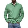 Men's Casual Versatile Long Sleeve Button Lapel Contrast Color Spring and Autumn POLO Shirt