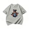 Kids Cotton T Shirt Adorable Pocket Staffordshire Dog Pattern Print Crew Neck Short Sleeve Tee Casual Boys Girls Summer Tops