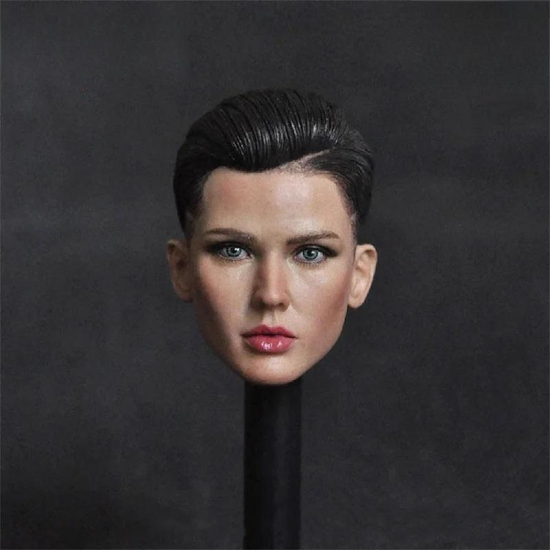 

1/6 Female Head Sculpt, PVC Ruby Rose Head Sculpt,Female Head Carving Model Fit 12 Soldier Action Figure Body Dolls Only The Head чорний
