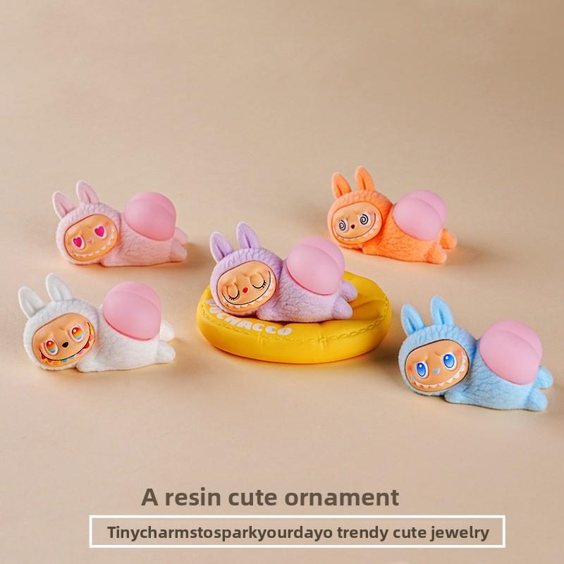 Tide Play Resin Ornament Ornament, Flocking Cute Doll Blind Box Blind Bag Desktop Ornament