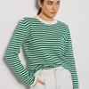 Women Autumn Fashion Thread Contrast O Neck Long Sleeve Loose Knitted Striped Sweater