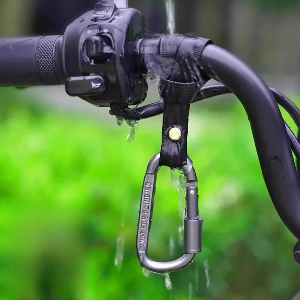 Lockable Handlebar Hook with Carabiner Multifunctional Hanging Strap for Electric Bike Scooter Motorcycle Storage Use