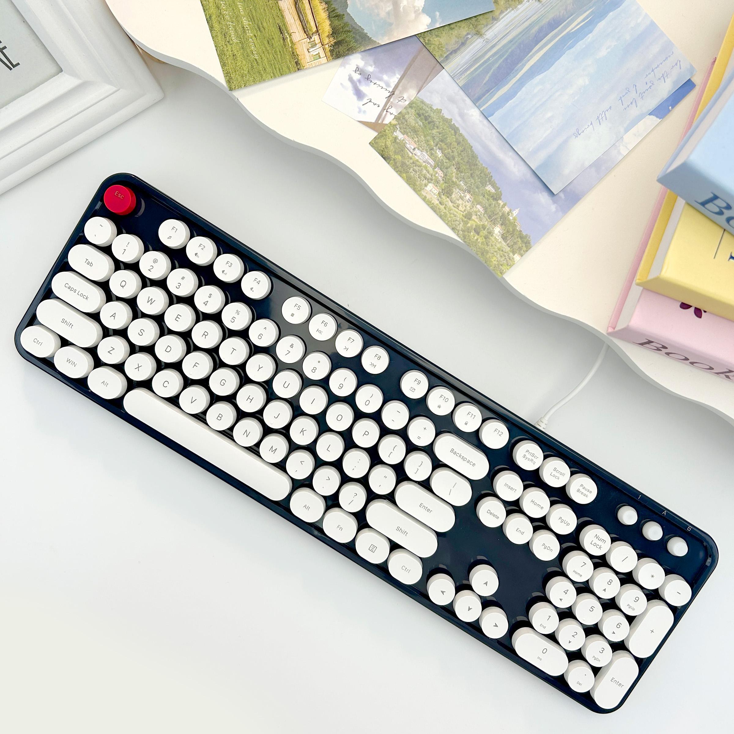 

Mofii Sweet Wired 104 - игровая клавиатура с мембранными клавишами и круглыми клавишами в стиле ретро, совместимая с ноутбуком,