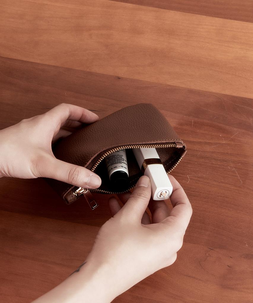 Badgigi Luna Cowhide Pouch, Brown