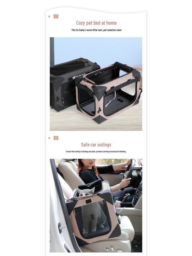 Portable Foldable Dog & Cat Travel Cage for Medium and Small Pets - Safety Seat & Outdoor Nest