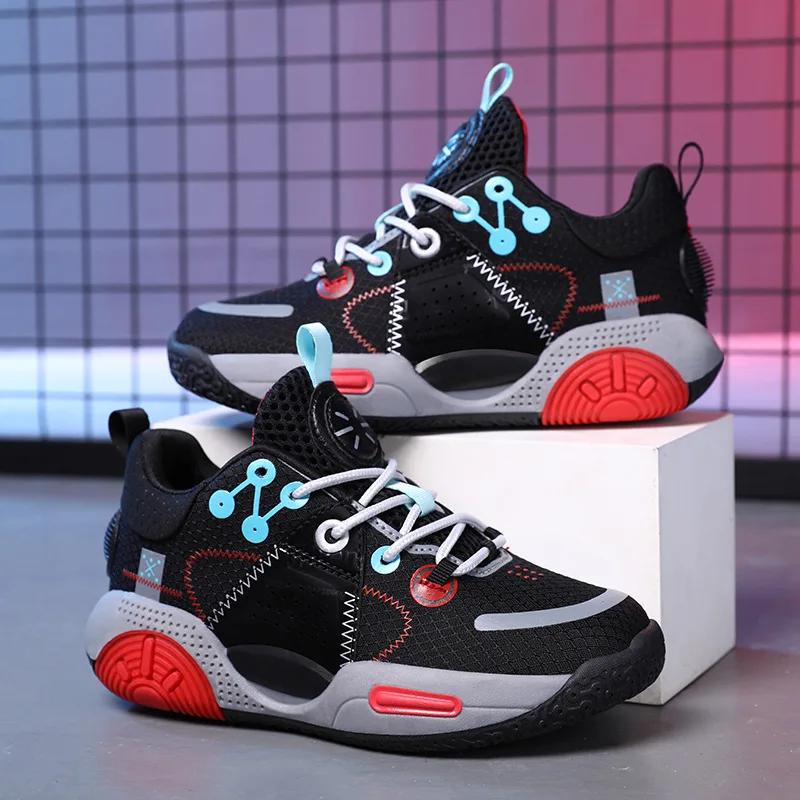 Fashion Children Brand Boys Basketball Shoes Thick Sole Non-Slip Girls Kids Sneakers Child Mesh Shoes Boy Girl Trainer Basket Boots