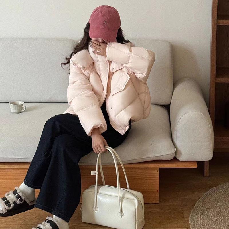 Cold-resistant white duck down jacket women's short 2024 new thickened puff feeling high luxury fashion bread jacket tide