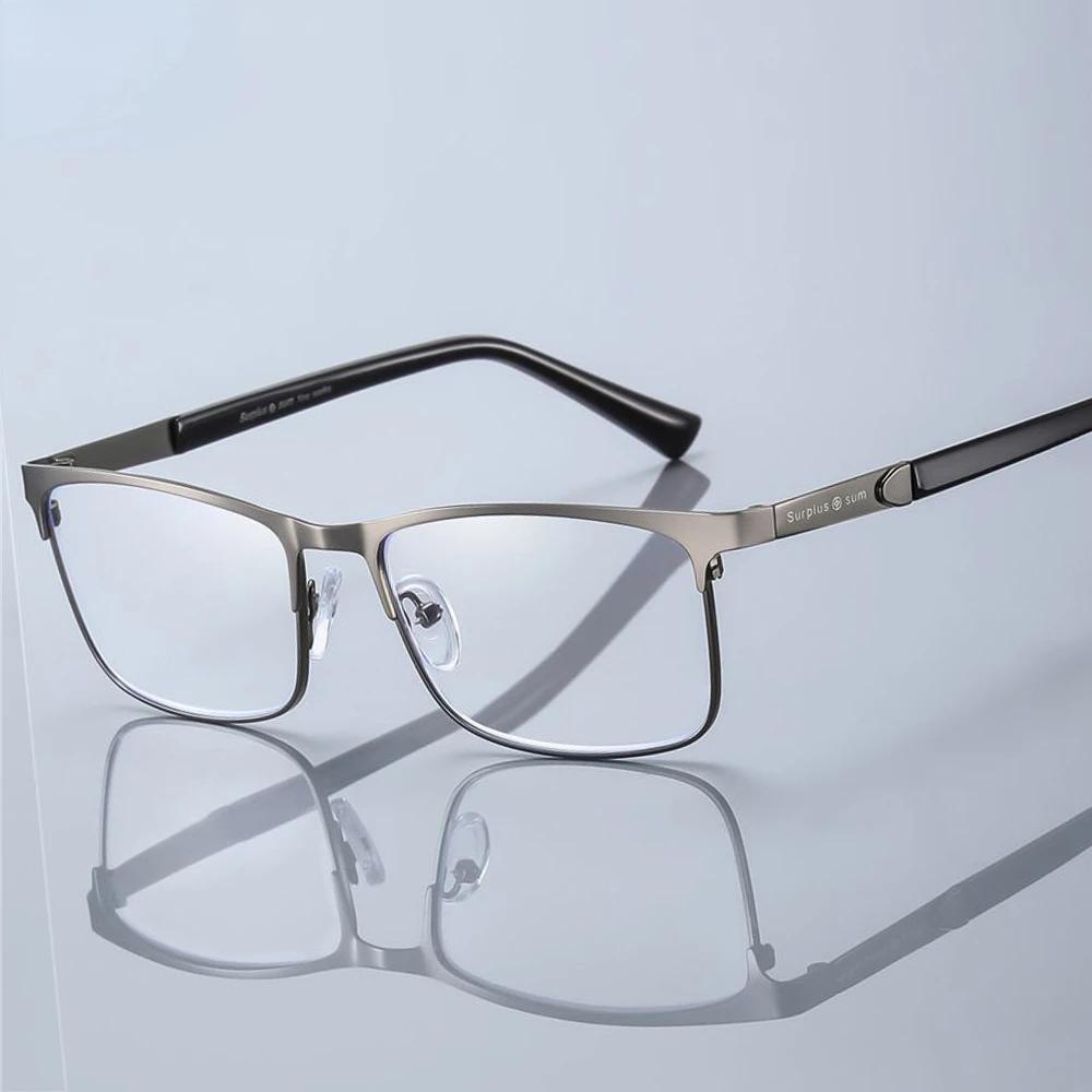 Neu Metall Anti-Blau-Licht Presbyopie Brille Stahl Leder Volle Rahmen Business Brille + 1,0 ~ 4,0