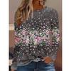 Dámské tričko s 3D malým květinovým potiskem, módní, s dlouhým rukávem, s kulatým výstřihem, běžné topy na dovolenou, víkend, jaro a podzim