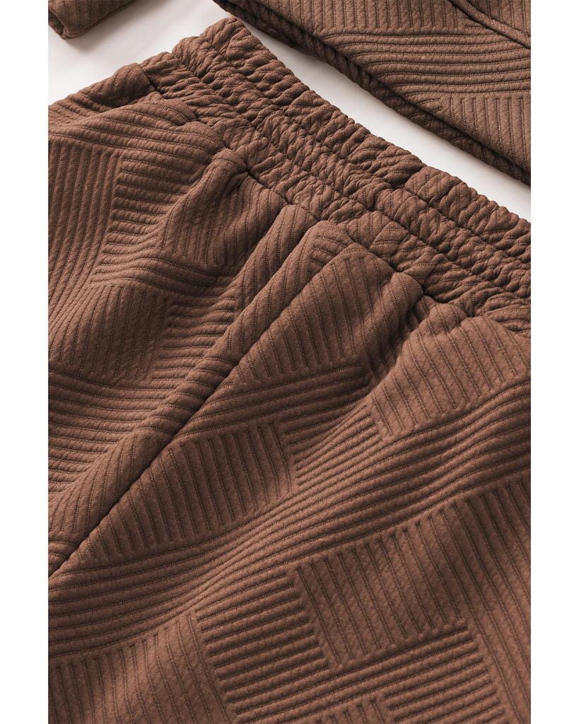 Azura Exchange Textured Long Sleeve Top and Drawstring Shorts Set