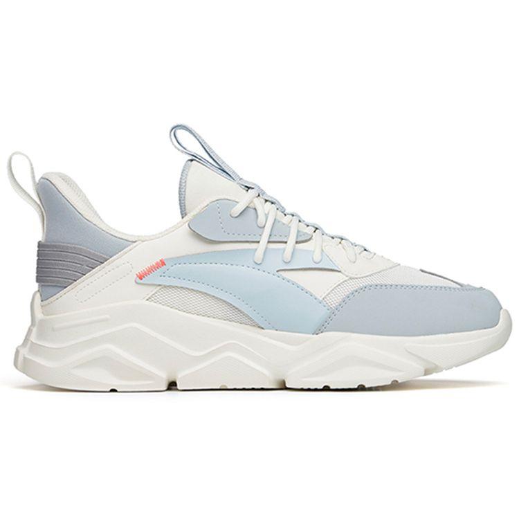Anta Fabric Synthetic Leather Shock Absorbing Breathable Wear Resistant Non Slip Low Top Sports Casual Shoes Men Sneakers White Gray Blue 912228820-12
