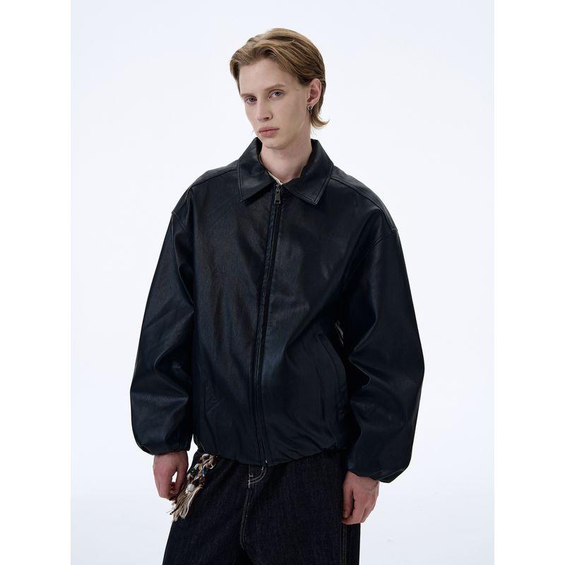 Kisko American Street Style Bomber Silhouette Black Motorcycle Jacket Unisex Trendy Brand Cool Lapel Leather Jacket