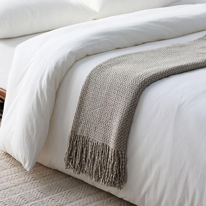 Nordic Knitted Throw Blanket Luxury Sofa Cover Thickened Two-color Wool Blanket With Tassels Modern Design Bedspread Soft Shawl