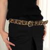 Retro Leopard Print Belt For Women With Alloy Buckle Leather Waistband For Dress And Jeans