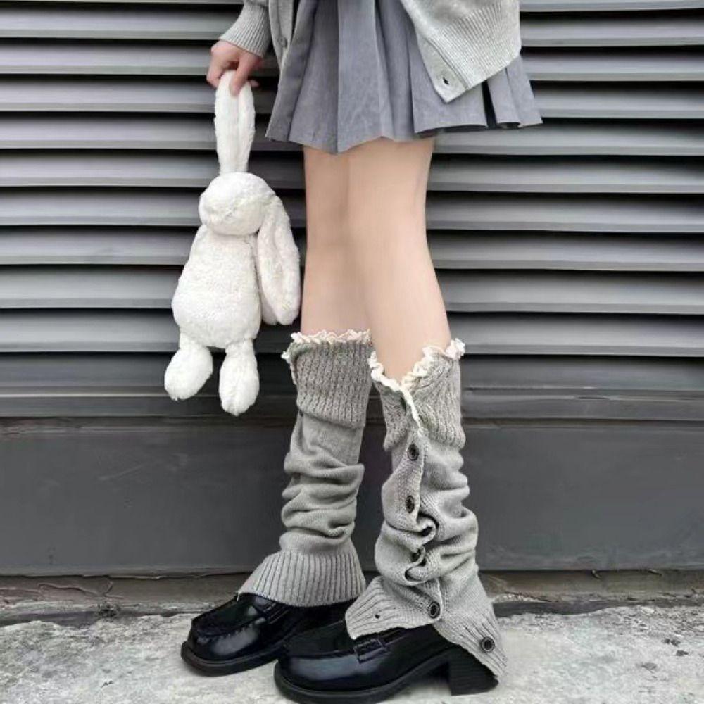 Fiber Knitting Leg Warmer Socks Y2K knitted JK socks New Ankle Warmer