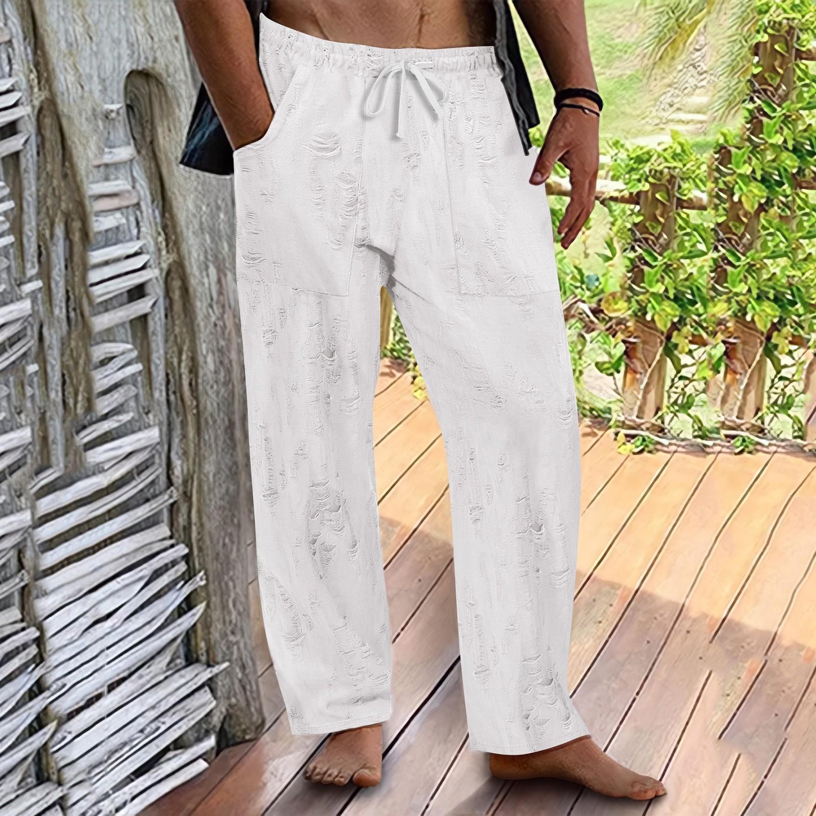 

Мужские брюки Wear Out Design Drawstring Loose Outdoor Casual Pants XL белый