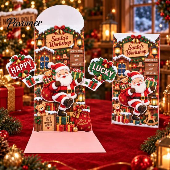 Reindeer Design Holiday Stationery 3D Pop Up Christmas Card, Money Gift Card Holder with Decorative Paper Craft Cards Cash Slot, Hummingbird