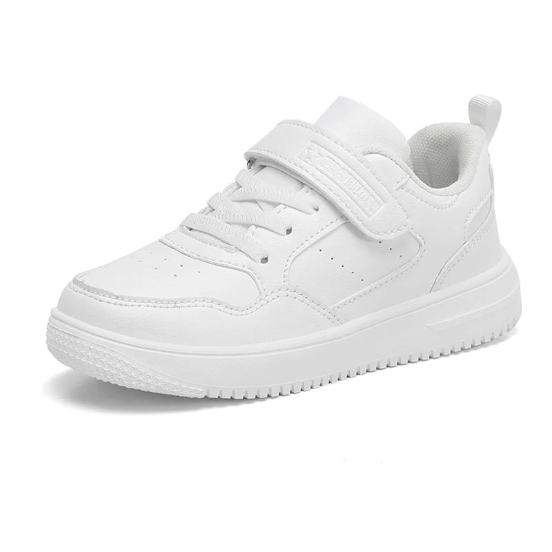 

Обувь для мальчиков Кроссовки Кожа Детская Удобная Обувь на плоской подошве Черно-белая Обувь для детей Девочек Школьная Обувь для ходьбы Нескользящая 39