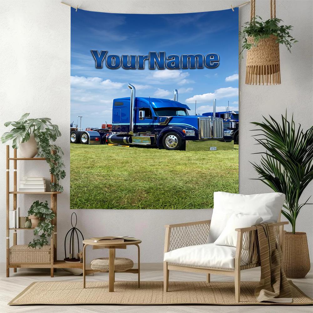 Kw Heavy Trucks Custom Your Name Wall Decor Tapestry Art For Pet Memorial Birthdaywedding Party Backdrop Family Gift
