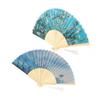 2Pcs Folding Fan Manual Bamboo Hand Held Apricot Blossom Wash Painting Weather Decoration Craft