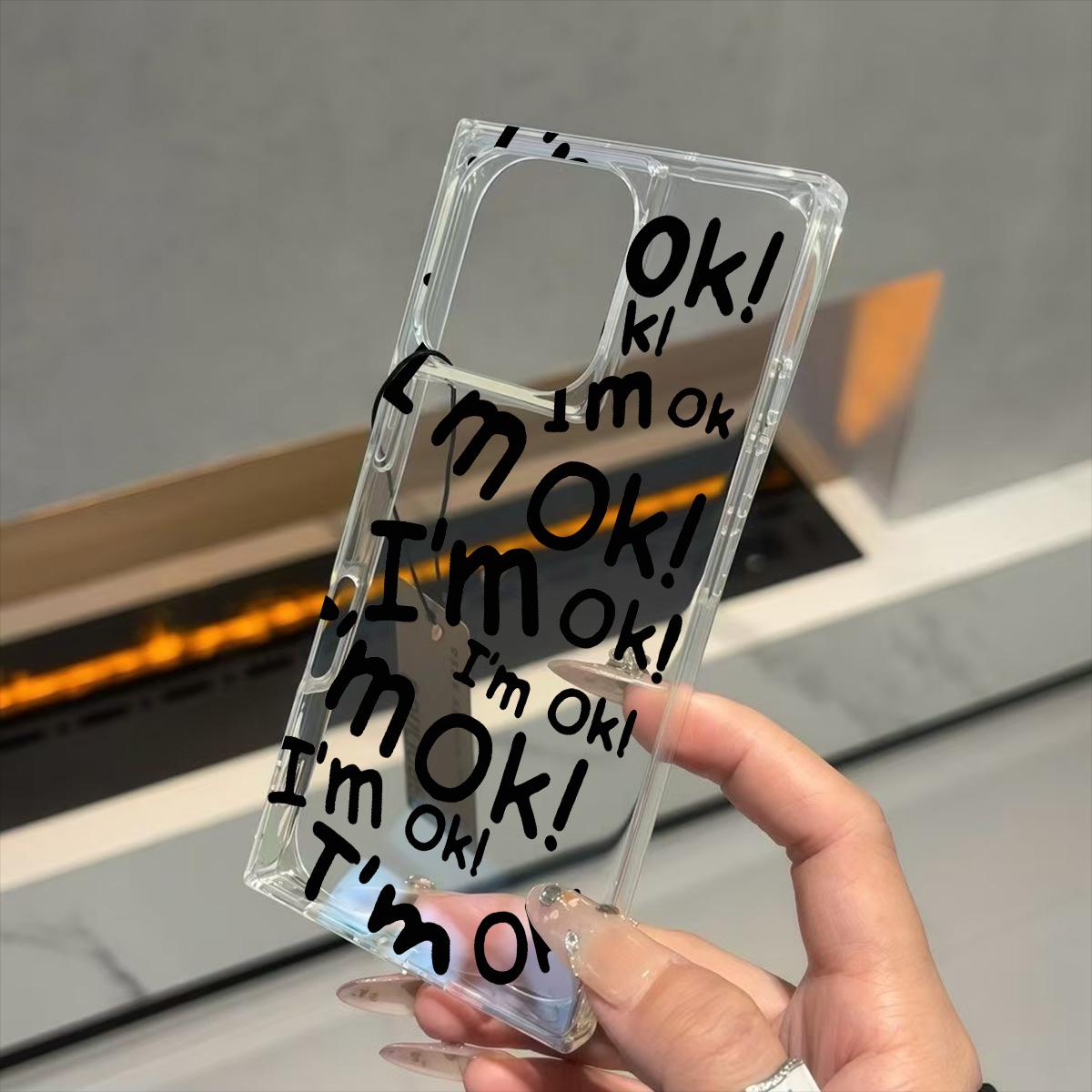 

Transparent Square Back Tube Case Casing Protection For iPhone 15 Plus 13 12 16 ProMax 11 14 Pro Max Anti-Oxygen,I M OK Pattern iphone 11 ProMax