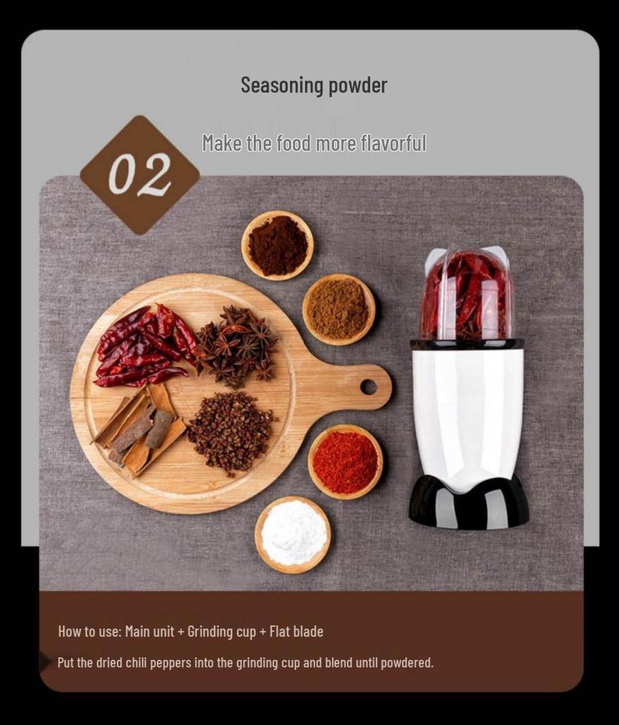 Compact Dual-Use Grain and Spice Grinder for Fine and Wet Processing 