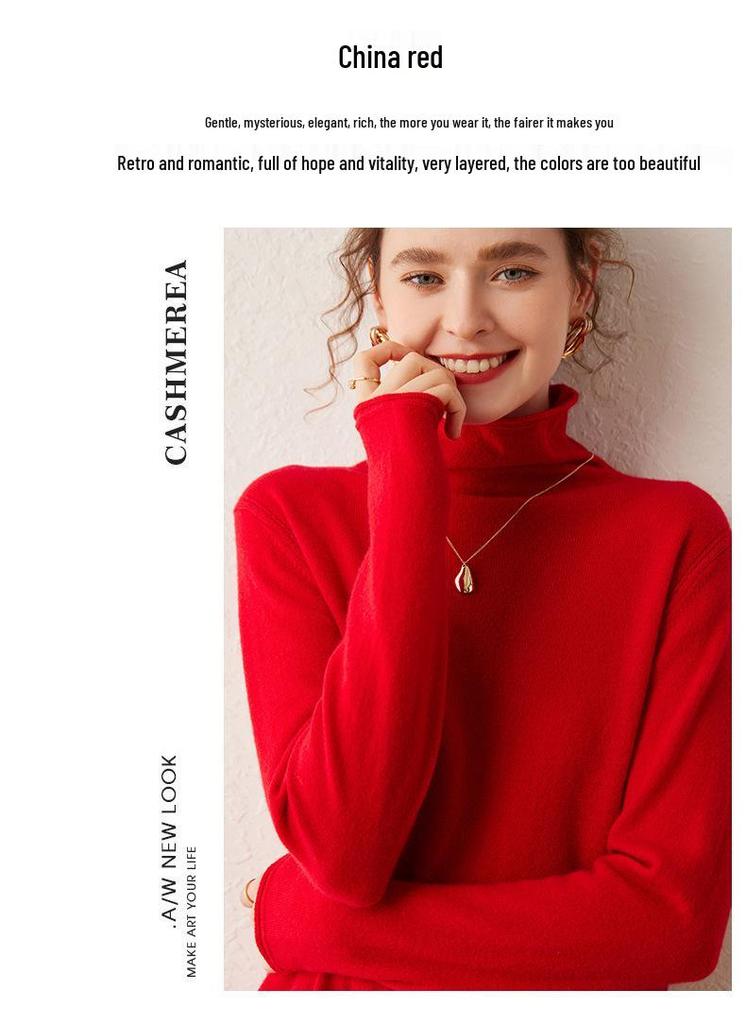 New Autumn/Winter Women's Cashmere Stacked Collar Sweater: Solid Color, Long Sleeve, Elegant and Soft Pullover
