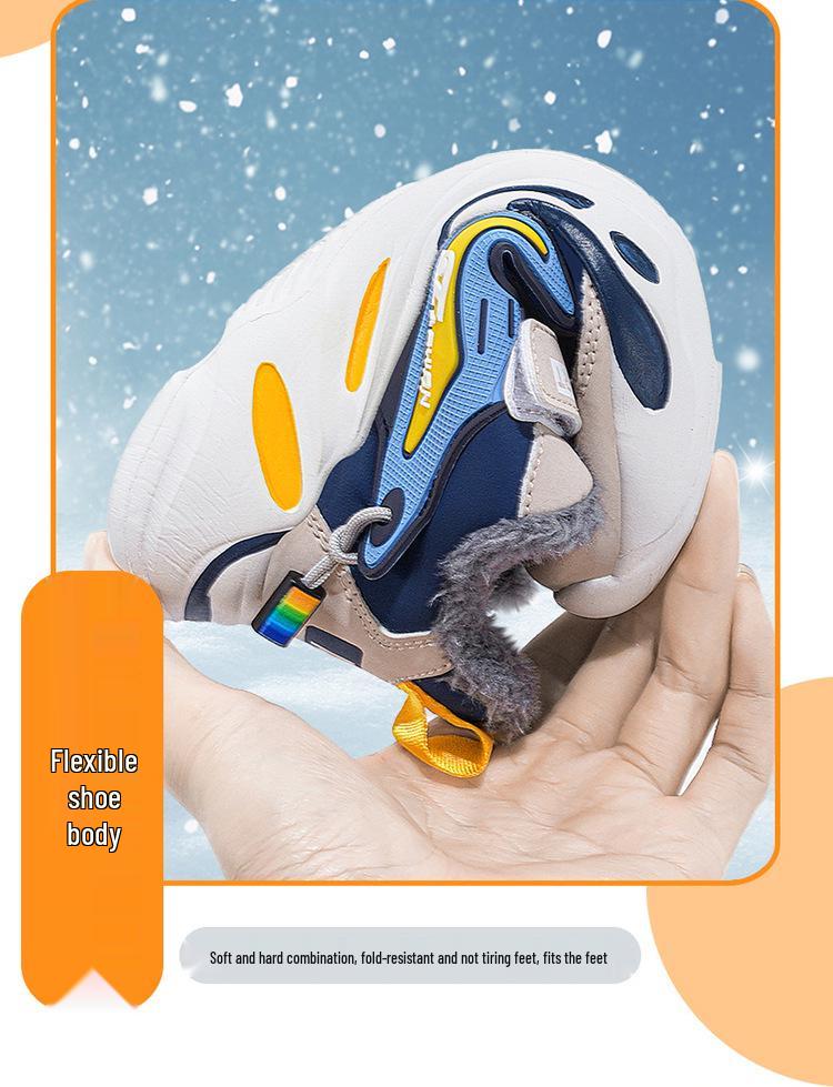 Vattentäta löparskor för pojkar med fleecefoder i läder - Varma, mångsidiga och snygga för barn