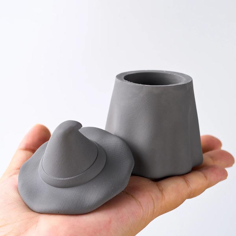 Creative Wizard Hat Candle Jar Silicone Mold DIY Halloween Planter Craft Making Concrete Plaster Resin Storage Box Casting Molds