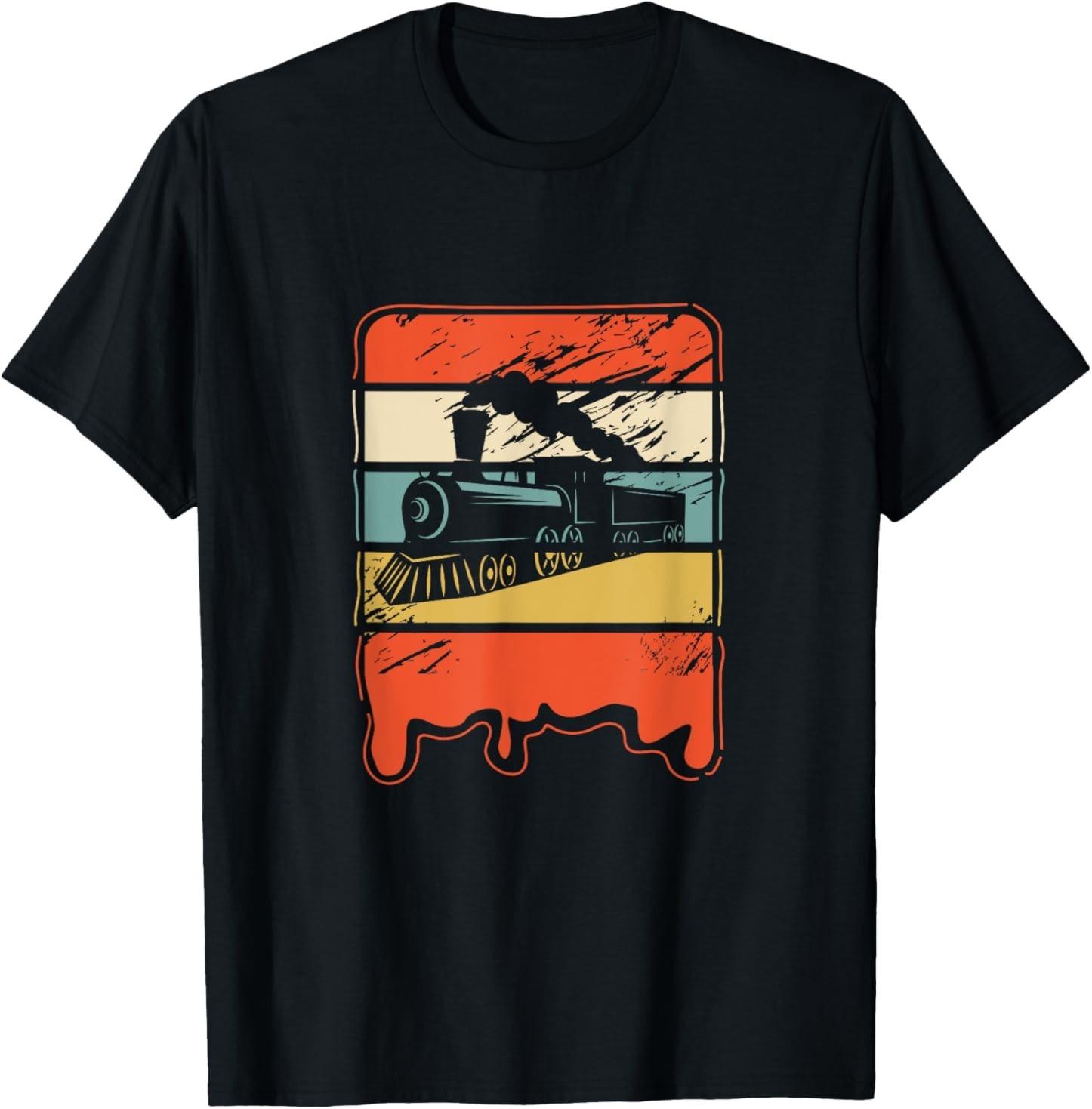 Train Railroad Locomotive Engineer Vintage Gift T-Shirt Mens Womens Tees Top 2XL