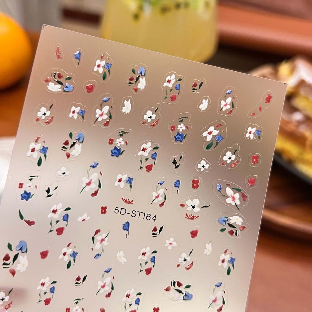 3D Three-dimensional Decorative Sticker Ins Wind Colored Flowers Small Daisy Nail Sticker Xiaohongshu Makeup Sticker Nail Sticker