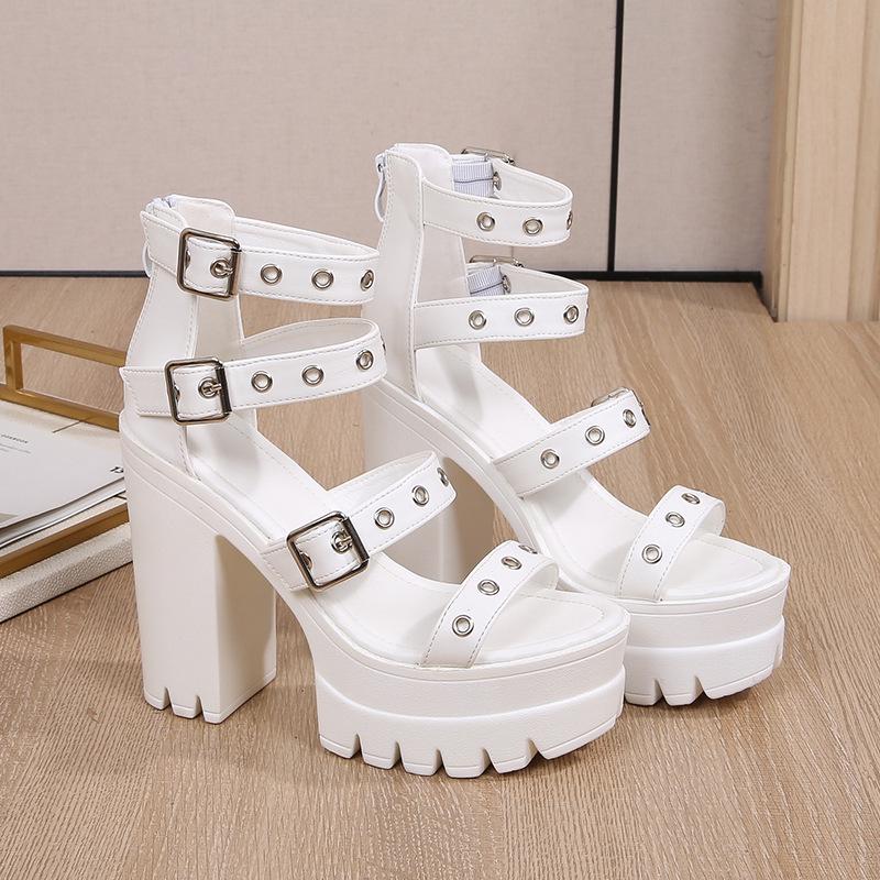 

Women s 2025 Summer Chunky Heel Platform Roman Sandals with One Strap 41 білий