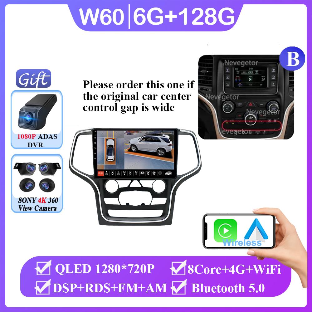 Android 14 For Jeep Grand Cherokee WK2 2014- 2022 Car Radio Multimedia GPS Navi Stereo BT Auto Carplay NO 2din DVD QLED Screen