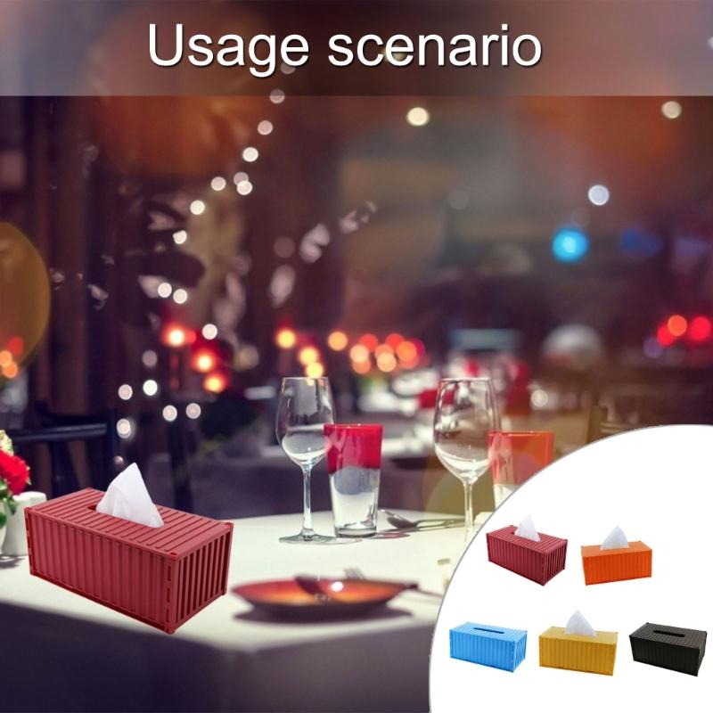 Cargo Container Tissue Dispenser for Kitchen Decorative Plastic Paper Towel Box Colorful Napkin Holder for Dining Table