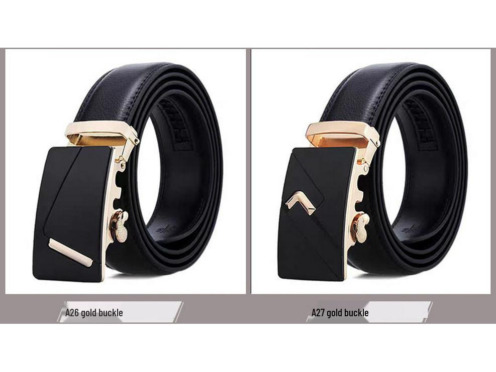 Men's High-End Genuine Leather Automatic Buckle Belt