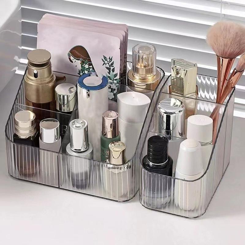 Desktop Five Grid Storage Box, Transparent Trapezoidal Acrylic Dressing Table, Household Lipstick And Cosmetics Sorting Box