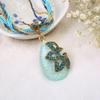 Collana Pendente Vintage Stile Etnico Boemo Vetro Goccia d'Acqua Foglia
