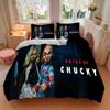Braut Chucky Horror Romantik Druck 3-teiliges Bettwäsche-Set Bettbezug mit 2 Kissenbezügen Heim Geburtstagsgeschenk