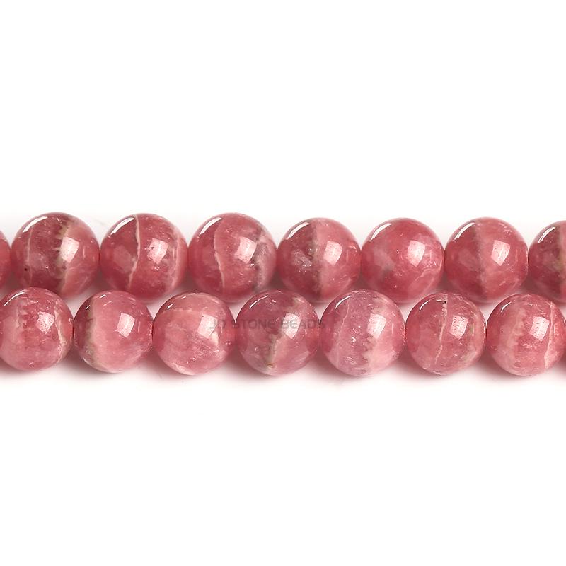 Argentyna Rodochrozyt Luźne Koraliki do DIY Biżuterii - Okrągłe Koraliki do Bransoletki