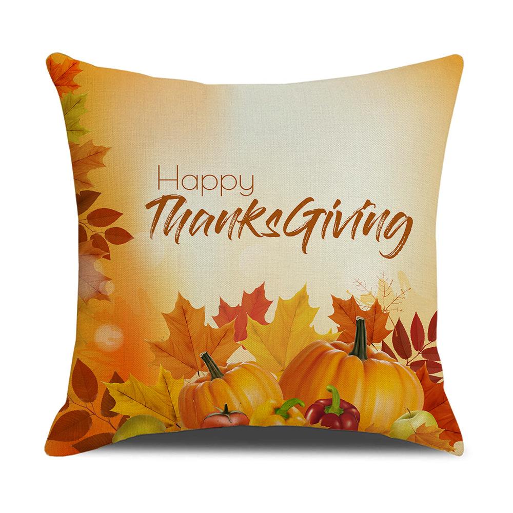 Harvest Series Cushion Cover Yellow Autumn Pumpkin Maple Leaf Pillow Cushion Cover Home Cushion Cover