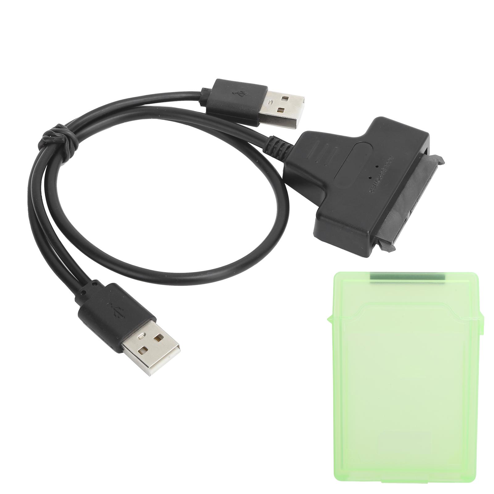 Кабель-адаптер для жесткого диска SATA HDD SSD Кабель для преобразования двойного интерфейса с защитной коробкой 2,5 дюйма зелёный