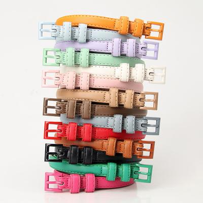 Dünner Damen-Hosengürtel, einfarbig, Kunstleder-Bund, verstellbare Länge, Multi-Loch-Design, Jeansgürtel