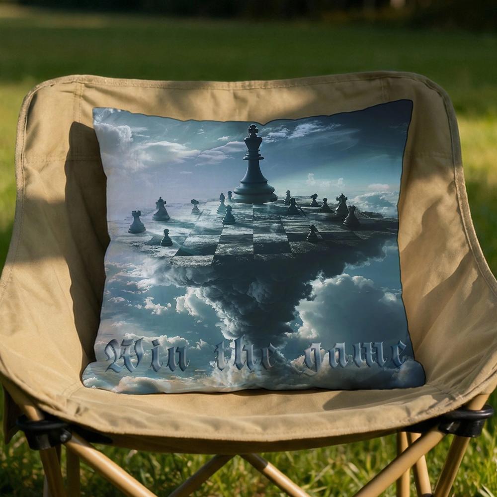 Classic Chess Cushion Cover Soft Reversible  Durable Pillow Cover  MultiScene Use for Home  Car Daily Comfort
